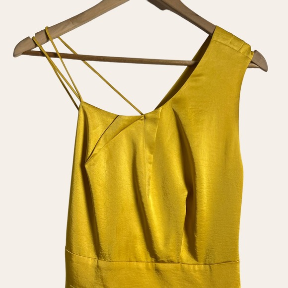 Reiss Sara Yellow Asymmetric One Shoulder Ruffled Cocktail Dress Size 4 - Picture 4 of 12